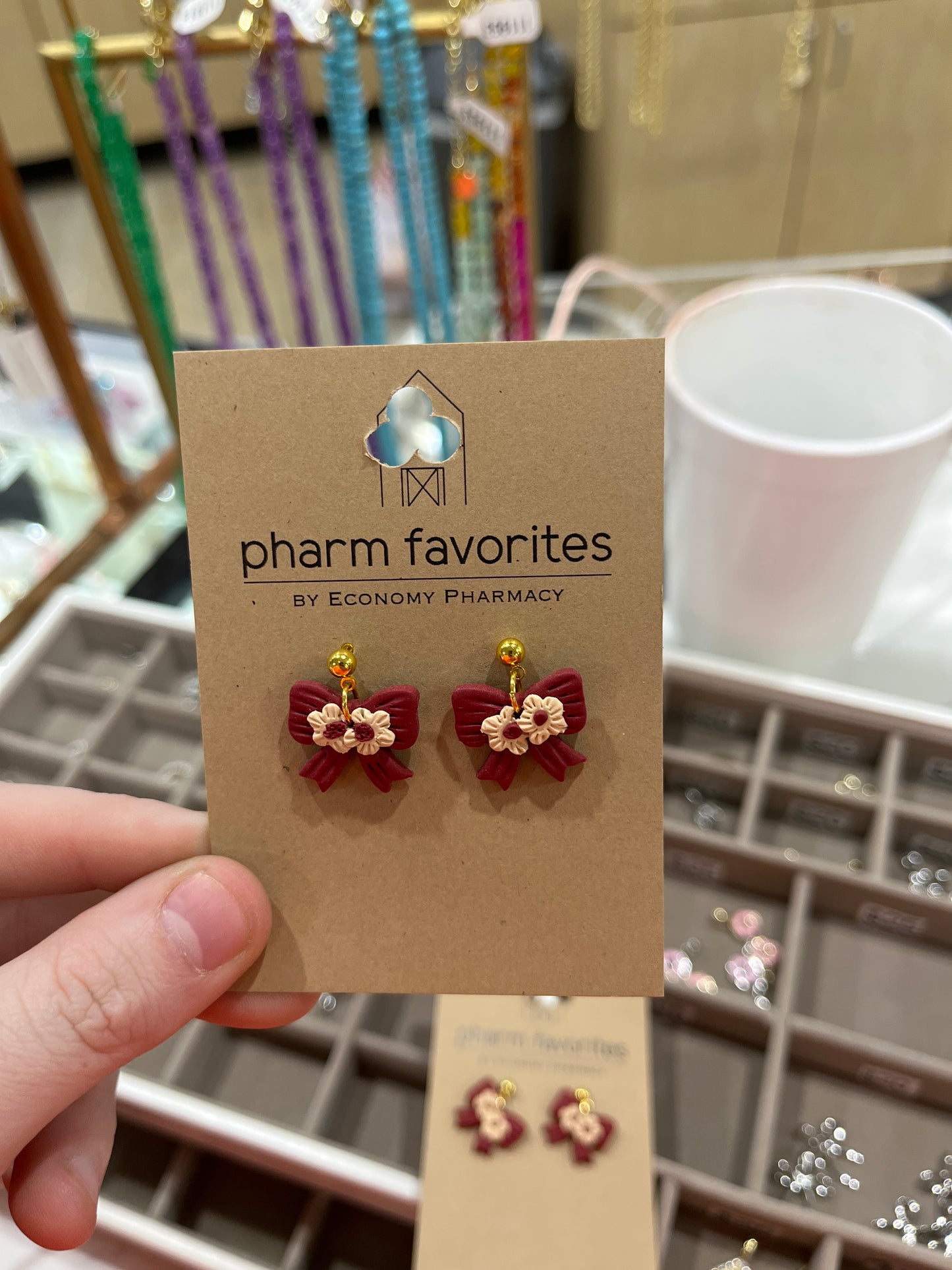 BOW EARRINGS - CRIMSON/CREAM