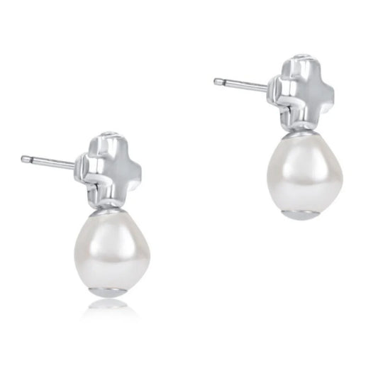 Signature Cross Sterling Stud - Pearl