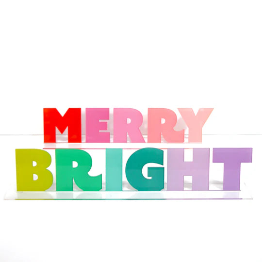 MERRY BRIGHT ACRYLIC STANDING SIGN