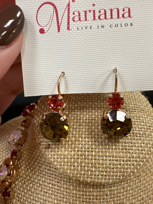 MARIANA YG EARRINGS - W/RED/YLW CRYSTALS