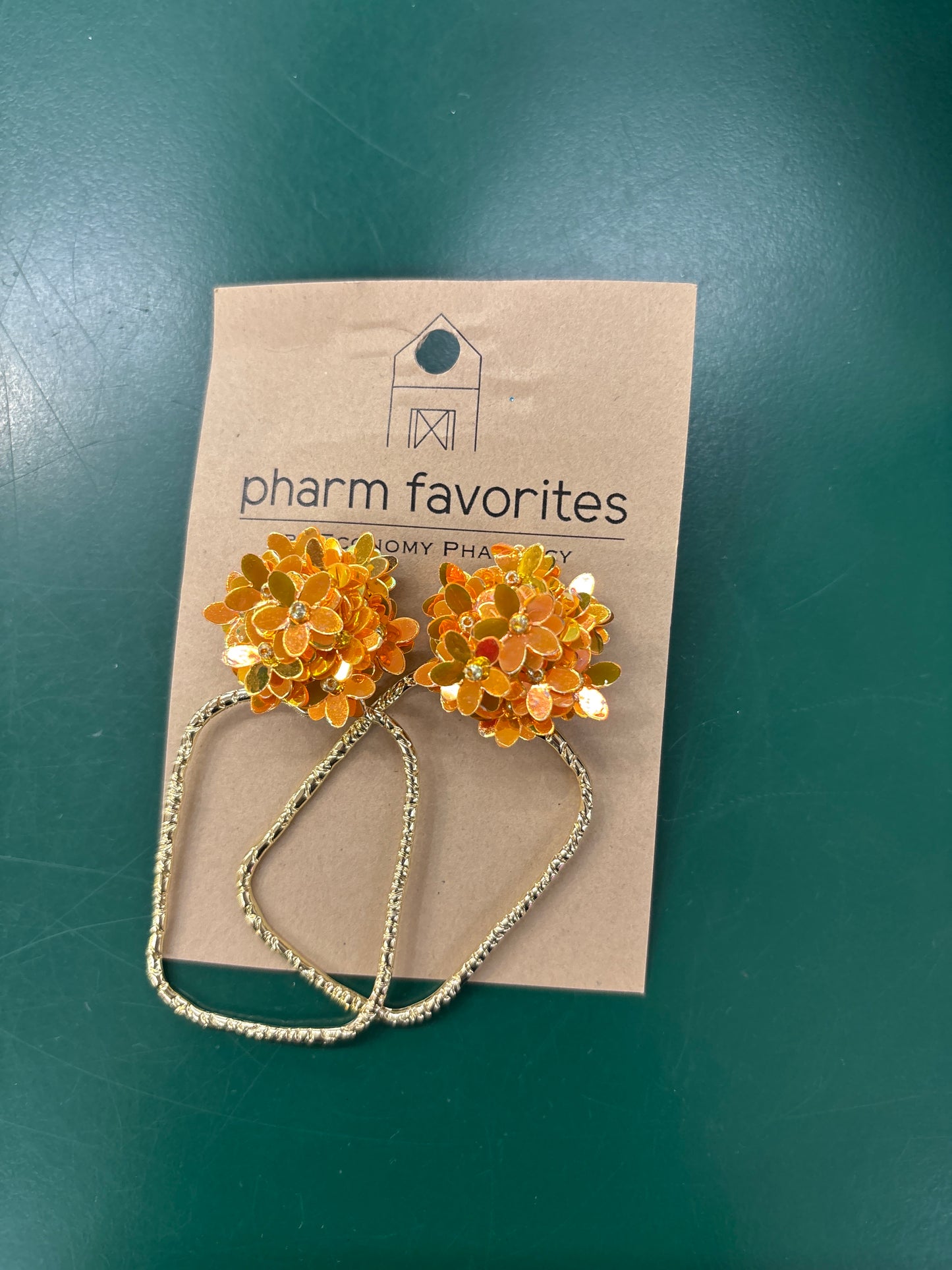 IRIDESCENT FLOWER HOOPS- ORANGE/RECTANGLE