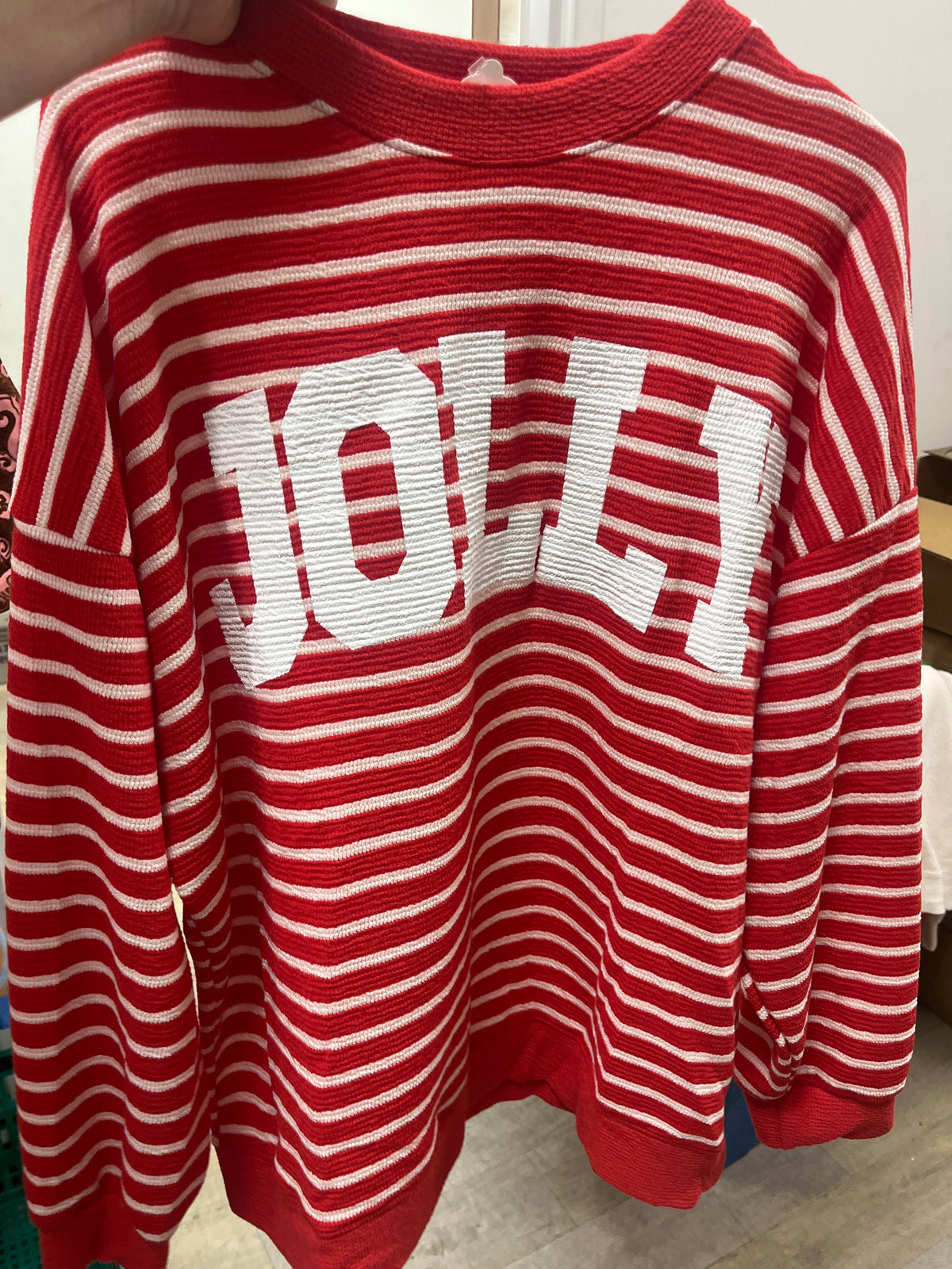 JOLLY STRIPED CLOUDY KNIT LONG SLEEVE SWEATER