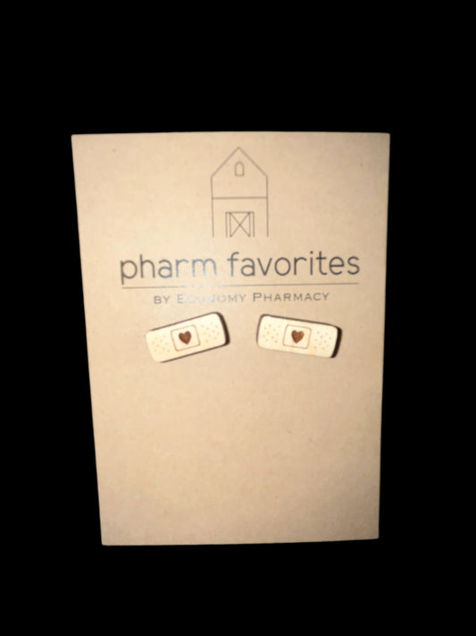 WOODEN BANDAGE STUD EARRINGS