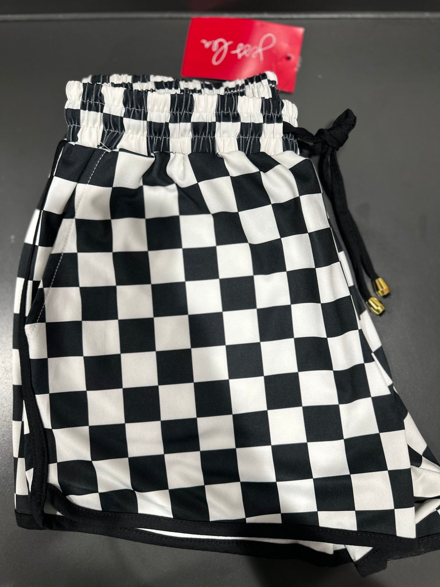 EVERYDAY SHORTS - CHECKERBOARD - BLK&WHT - S