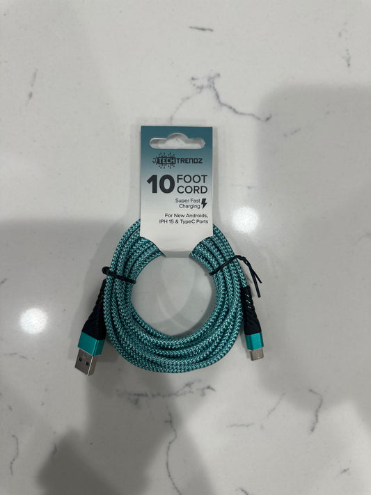 10FT MESH CHARGING CABLE - USB C - Pharm Favorites by Economy Pharmacy