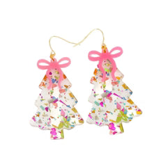 ACRYLIC CONFETTI CHRISTMAS TREE EARRINGS