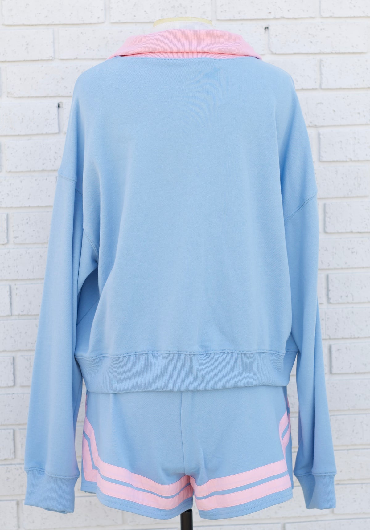DUSTY BLUE/LT PINK FRENCH TERRY PULLOVER & SKORT SET - Pharm Favorites by Economy Pharmacy