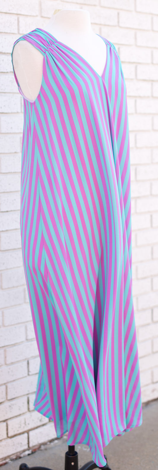 PURPLE/TURQUOISE STRIPED MAXI DRESS