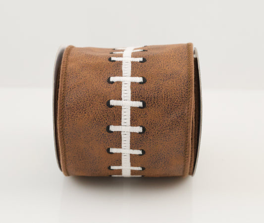 JOHN MARK RIBBON - EMBROIDERED FOOTBALL STITCH DUPION FUSED - 4"X5YD