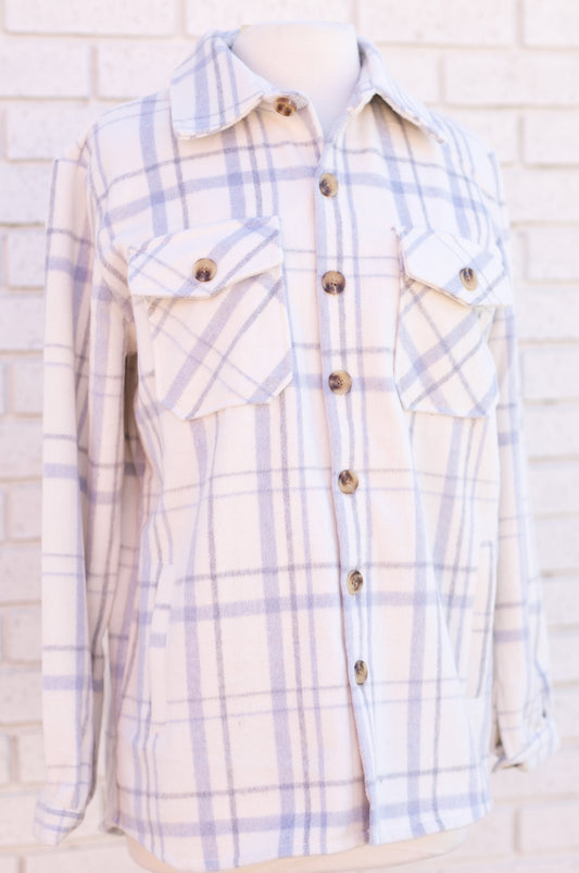FROSTED OPAL PLAID SHACKET