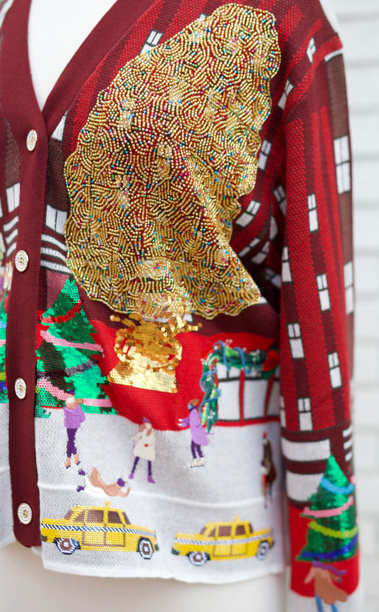 MULTI ROCKEFELLER CENTER BUTTON UP CARDIGAN