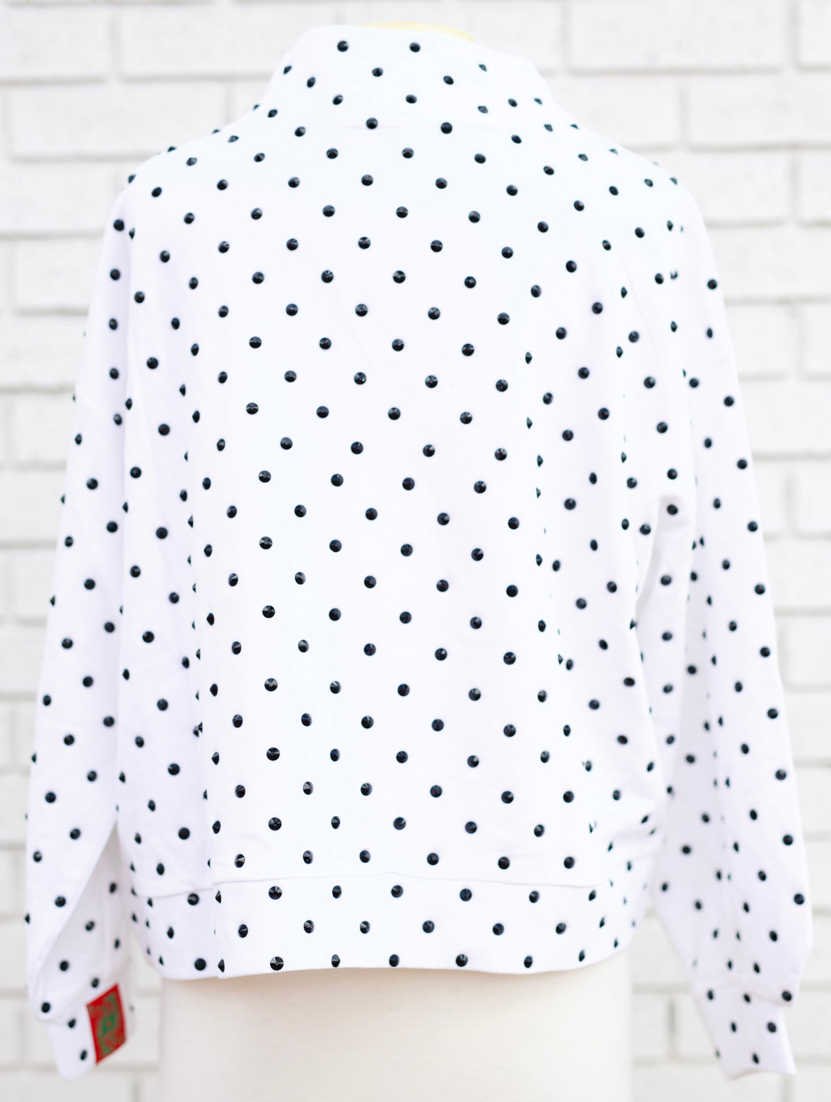 WHITE & BLACK POLKA DOT MULTI CHRISTMAS TREE MOCKNECK SWEATSHIRT