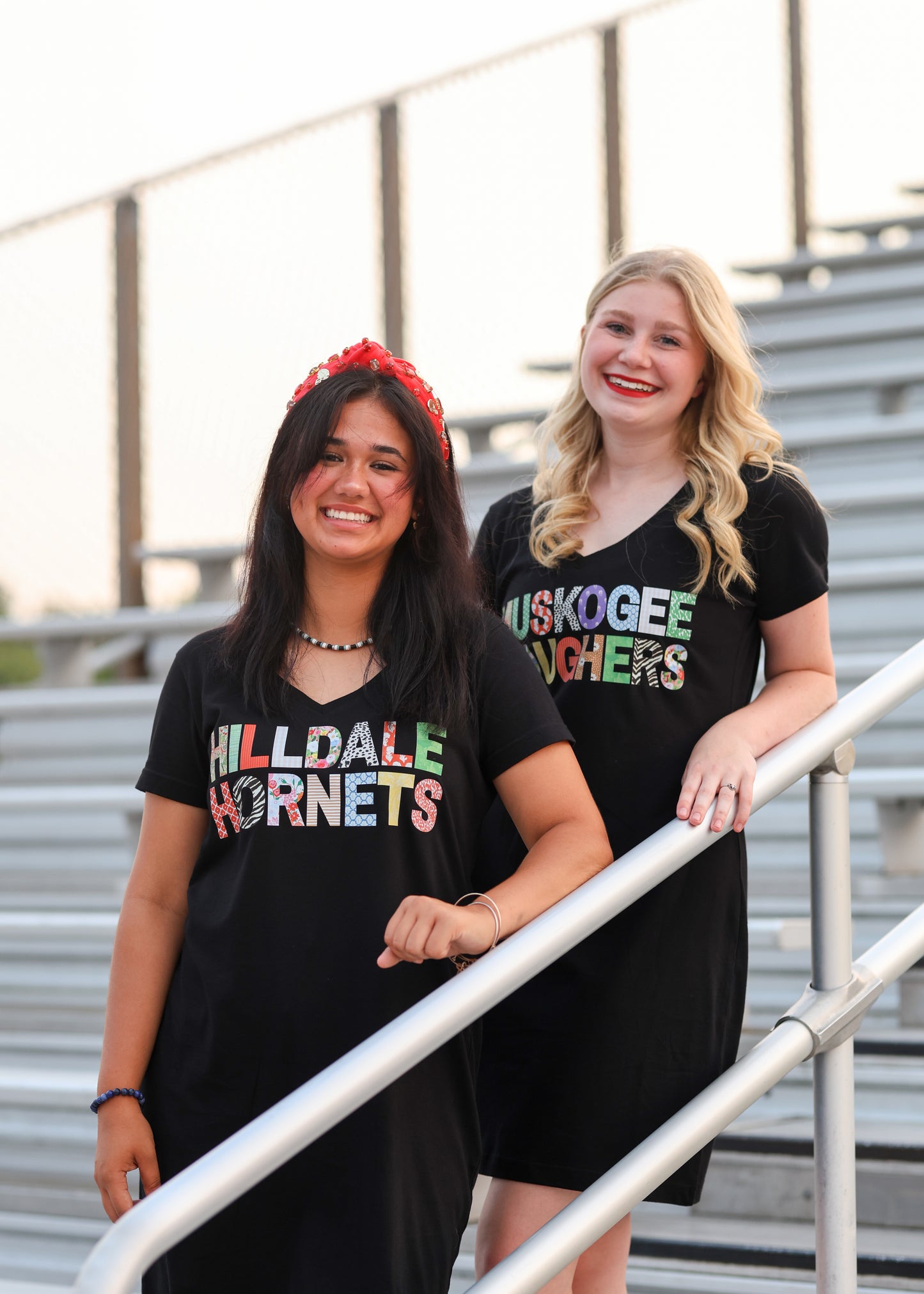 Hilldale Hornets Quilted Pattern Letters T-shirt Dress