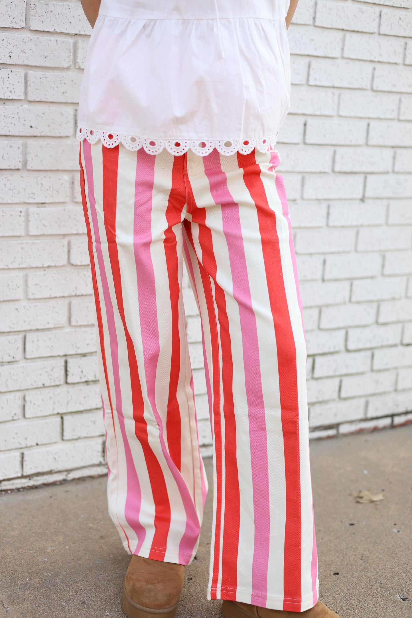 STRIPED WIDE LEG PANTS