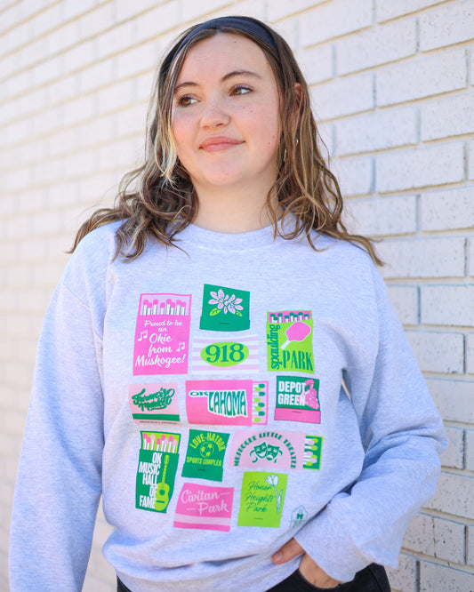 MUSKOGEE MATCHBOX CREW NECK SWEATSHIRT - ASH GRAY