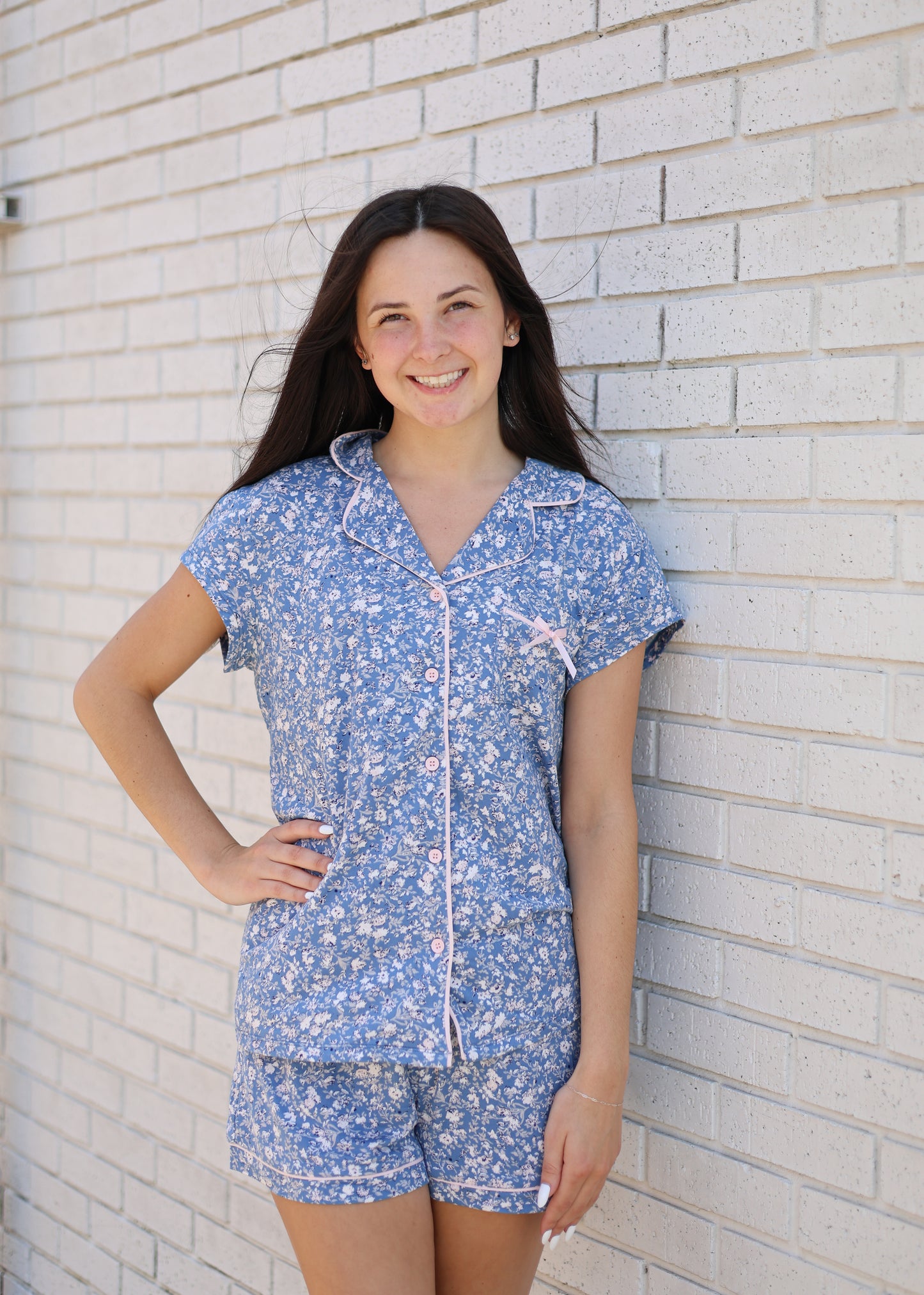 SHORT SLEEVE LOUNGE SET - BLUE MOON