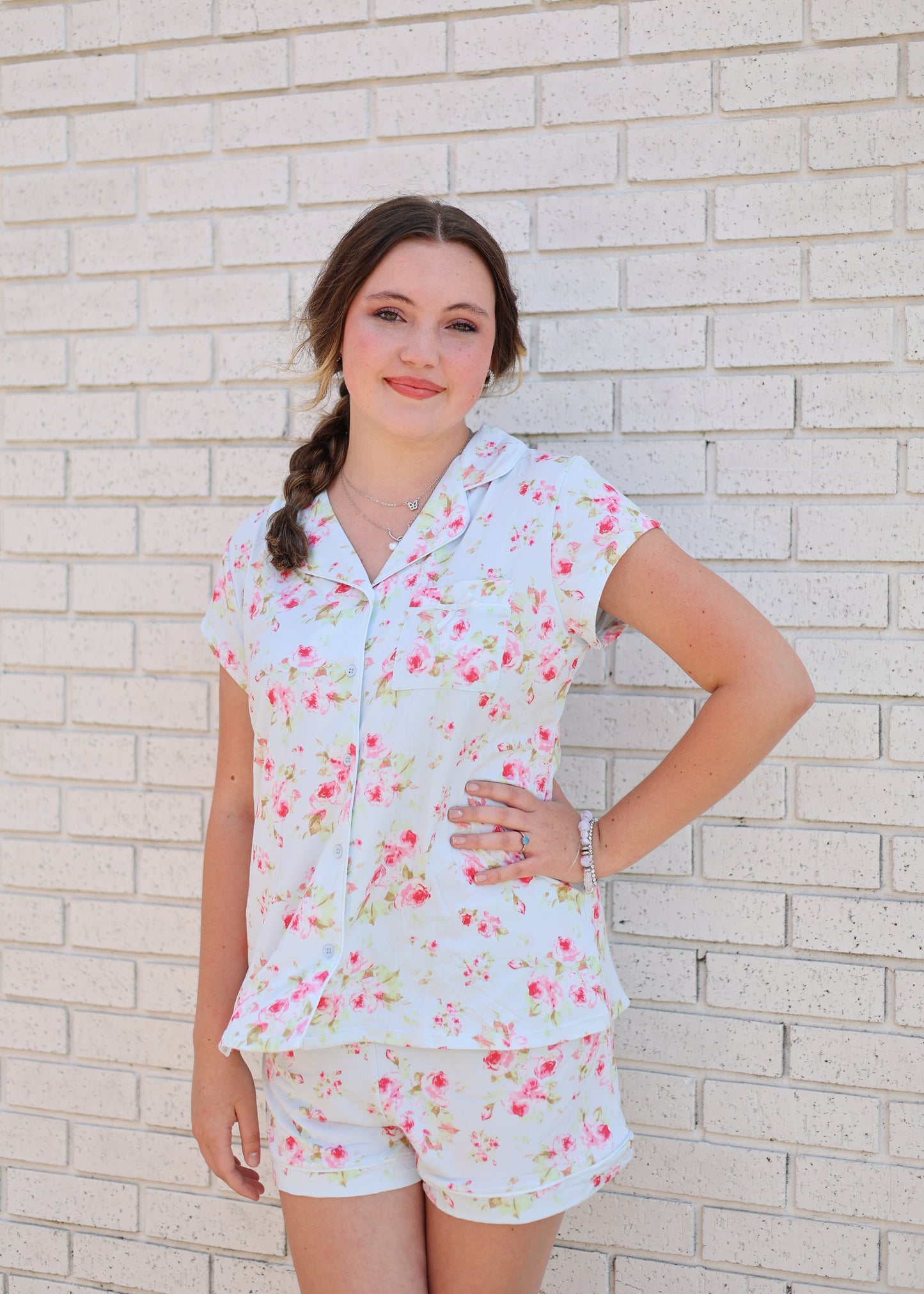 SHORT SLEEVE LOUNGE SET - BLOOMING BLOSSOM