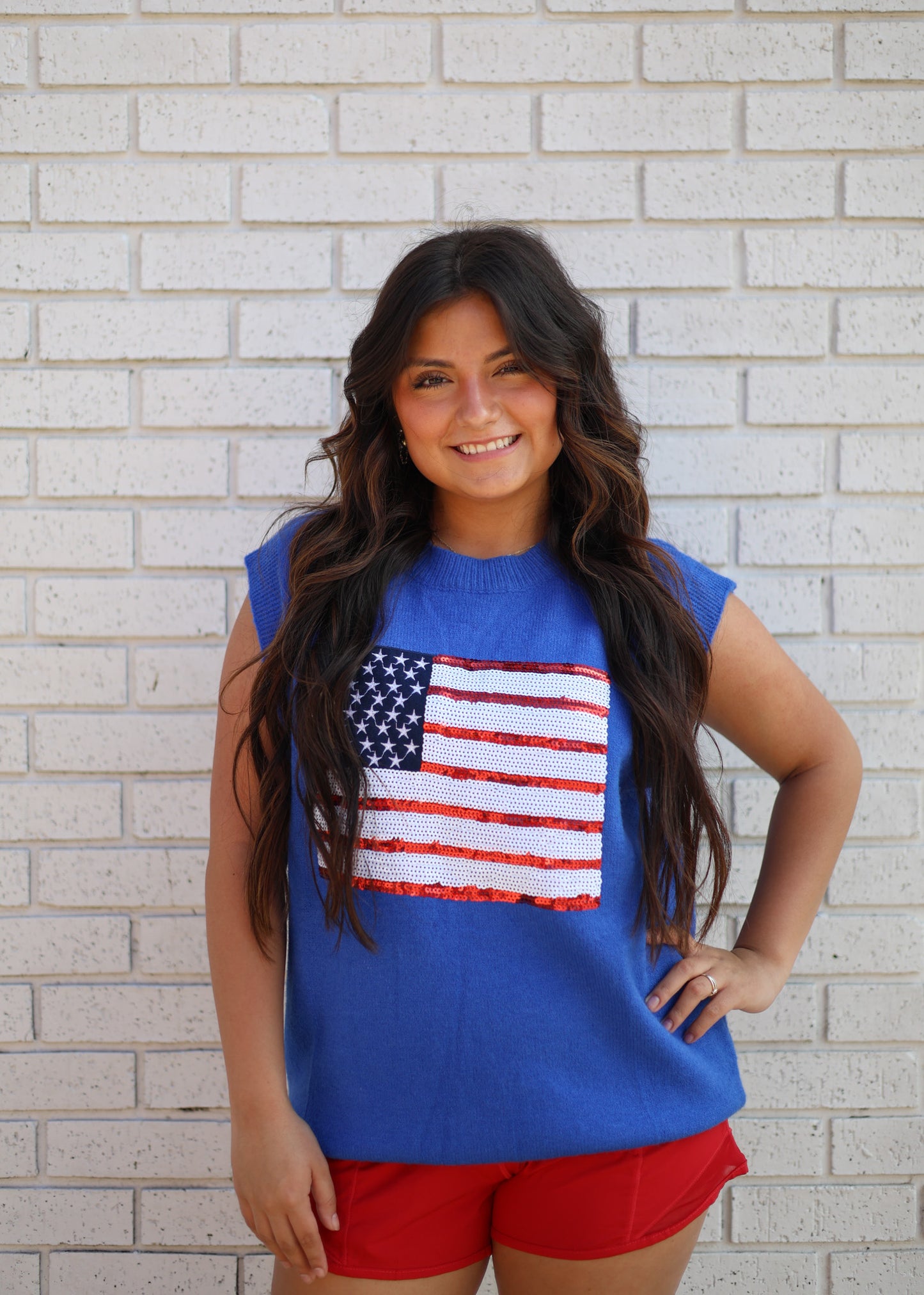 BLUE AMERICAN FLAG SWEATER VEST