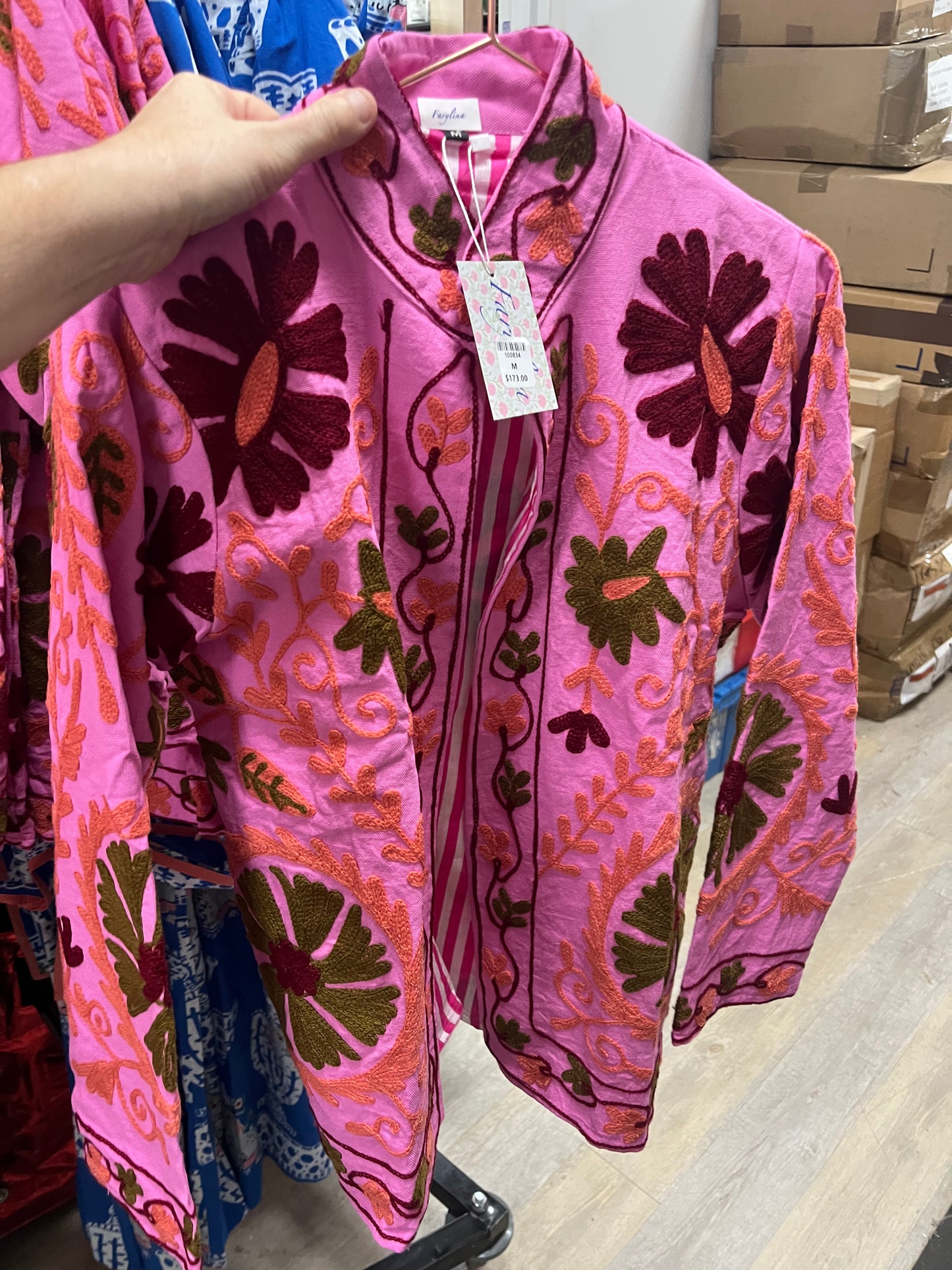 PINK JACKET WITH EMBROIDERY DETAIL