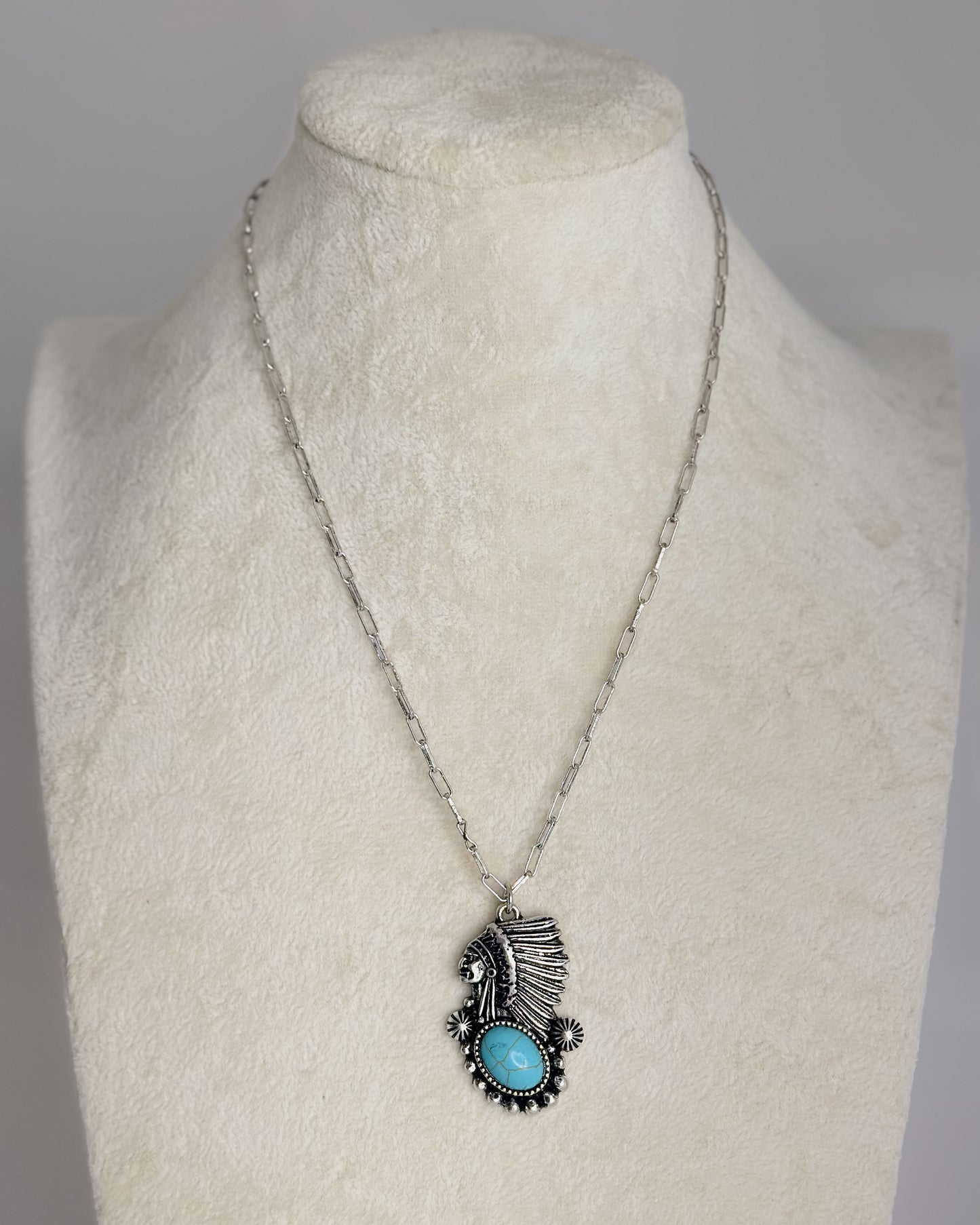 SILVER & TURQUOISE CHIEF NECKLACE