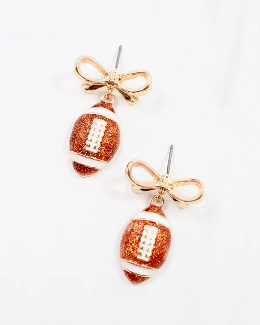 SPORTY BOW FOOTBALL EARRINGS