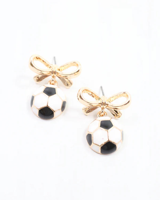 SPORTY BOW SOCCER EARRINGS