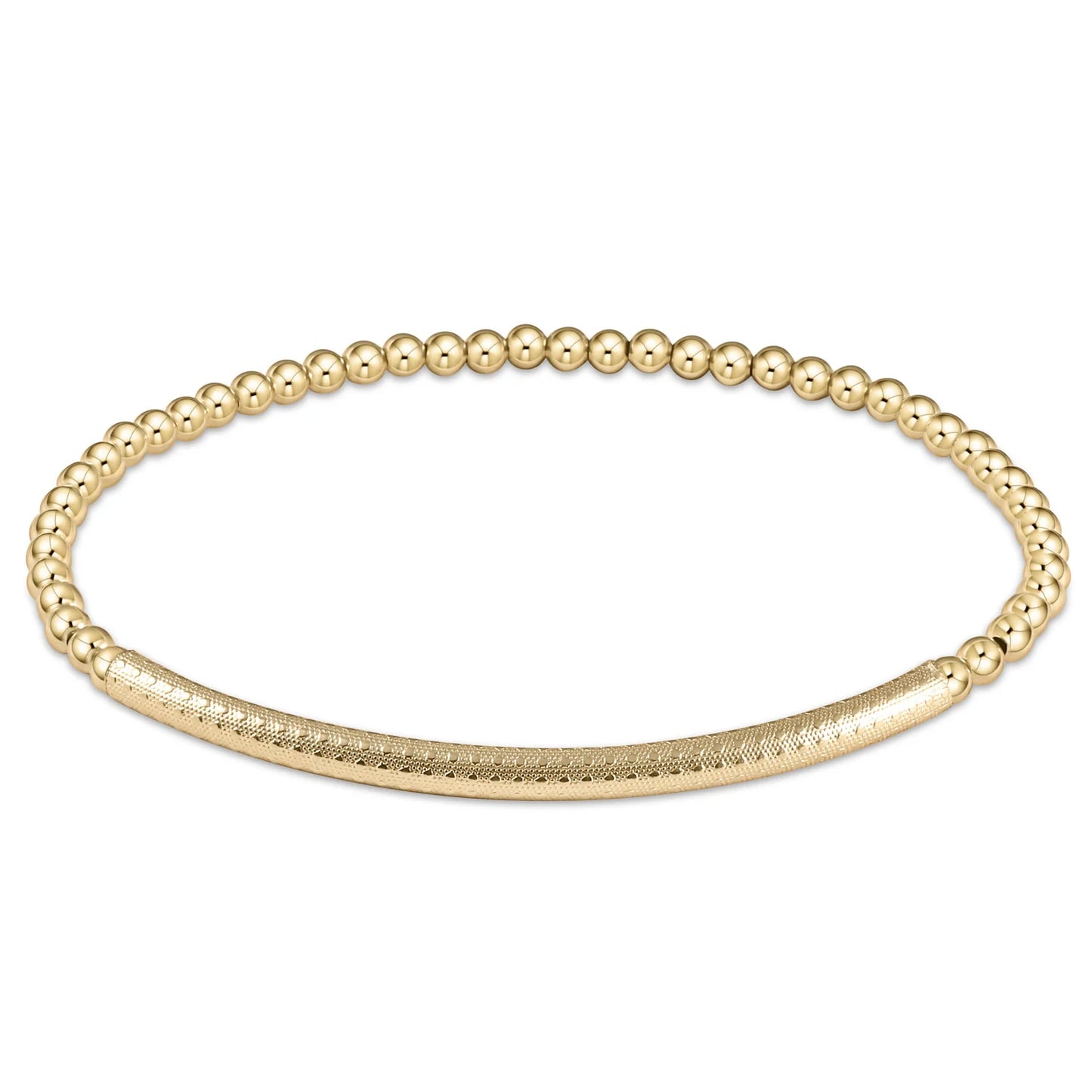 Classic Gold 3mm Bead Bracelet - Bliss Bar Textured