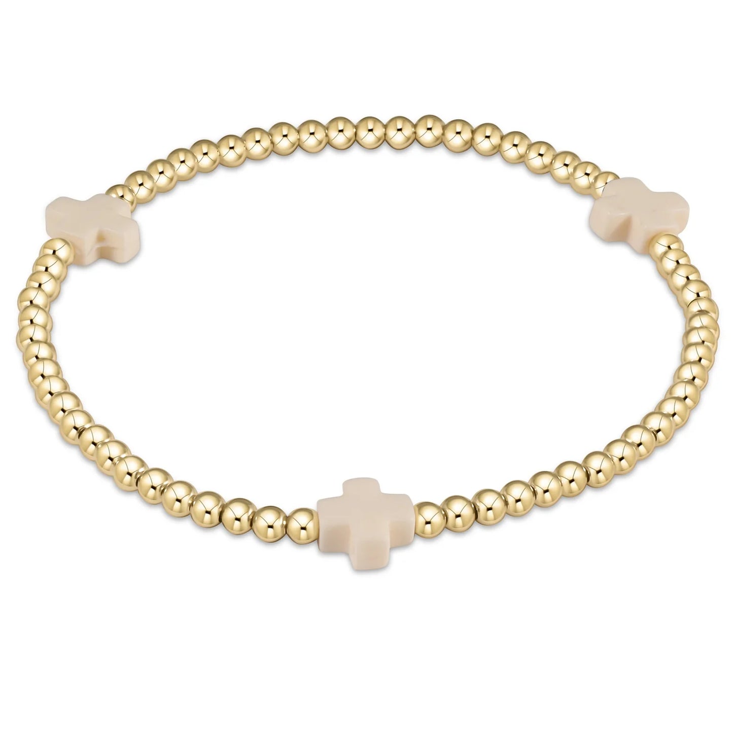 EXTENDS - SIGNATURE CROSS GOLD PATTERN 3MM BEAD BRACELETS