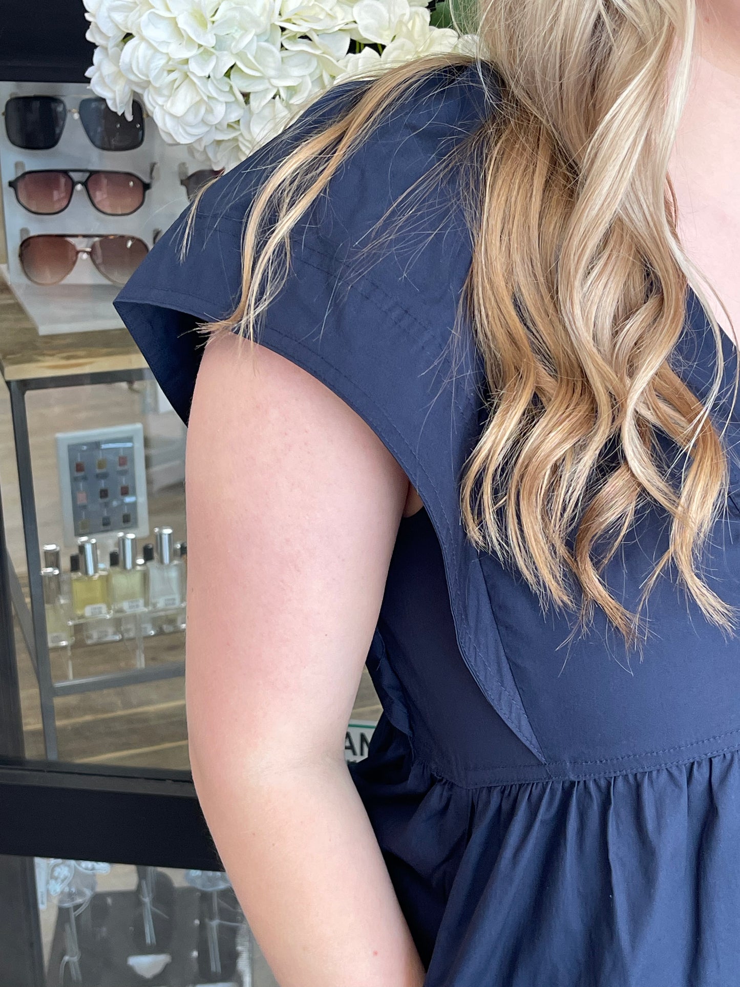 Navy V-Neck Dress - Pharm Favorites by Economy Pharmacy