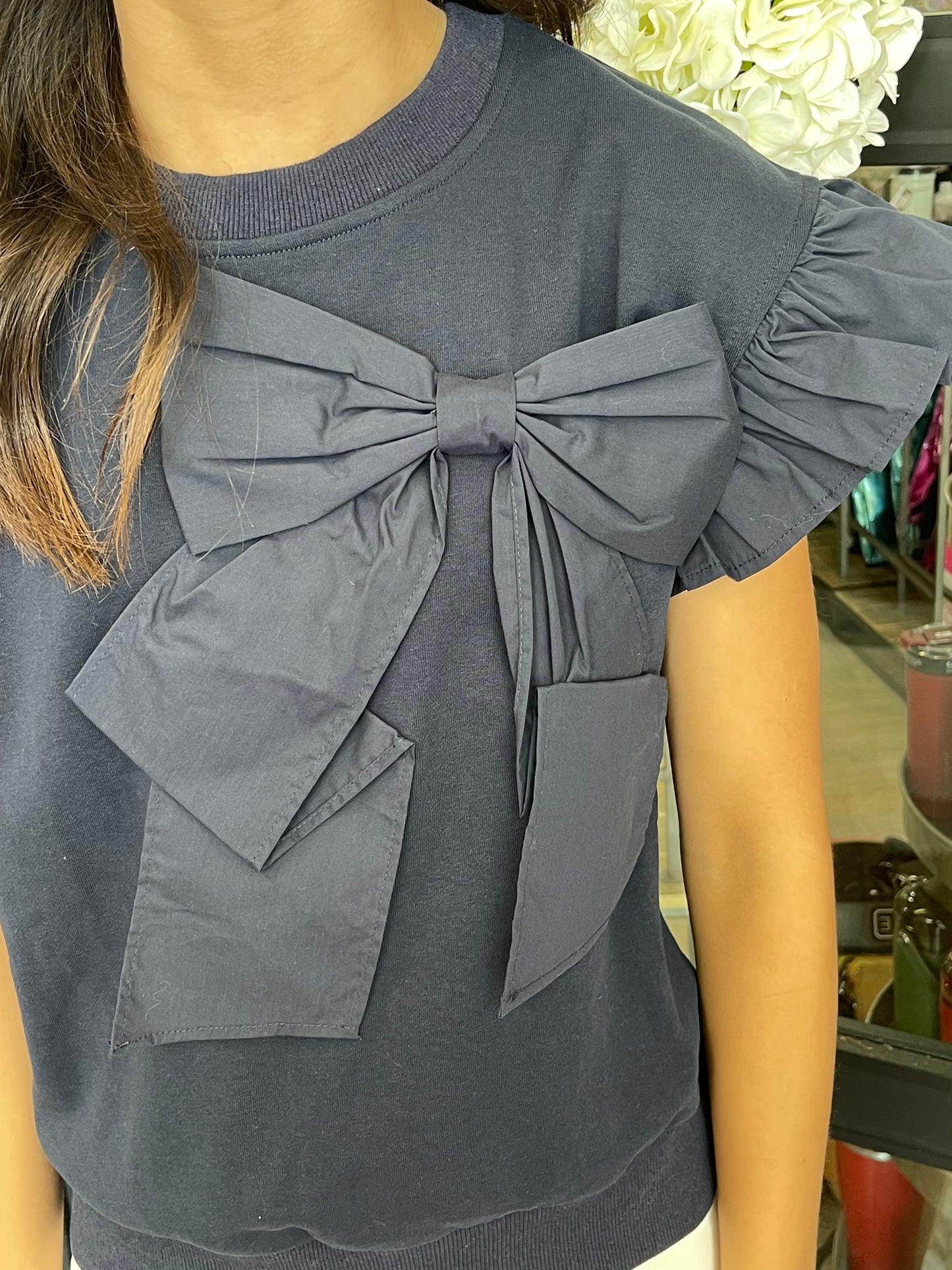 Blouse with Large Bow Accent