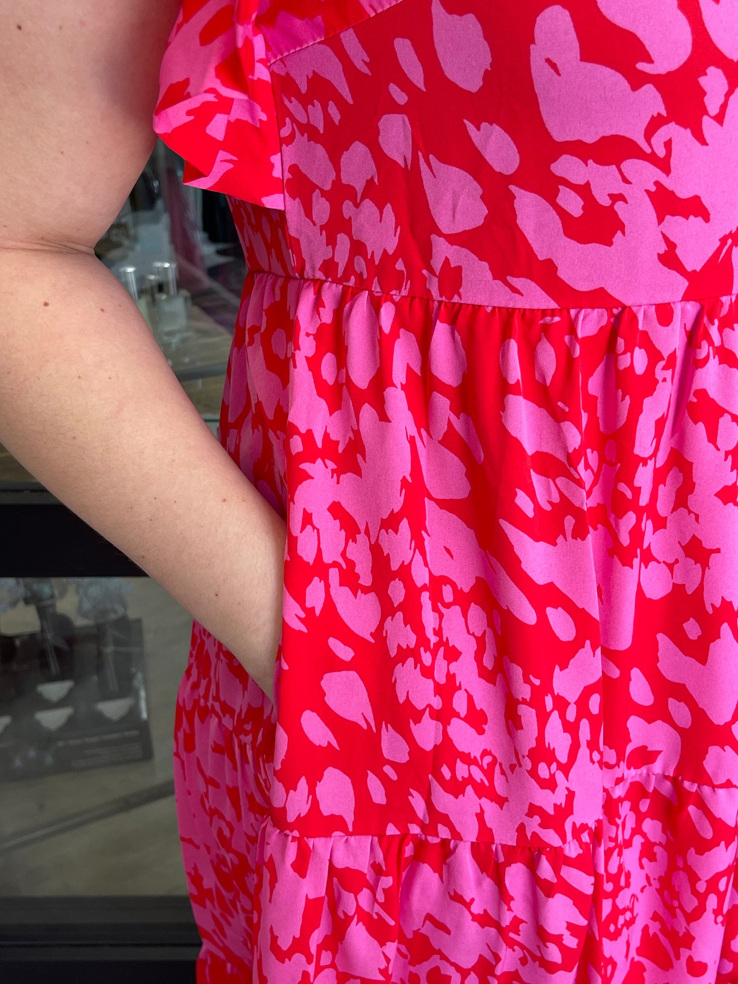 Pink & Red Floral Maxi Dress