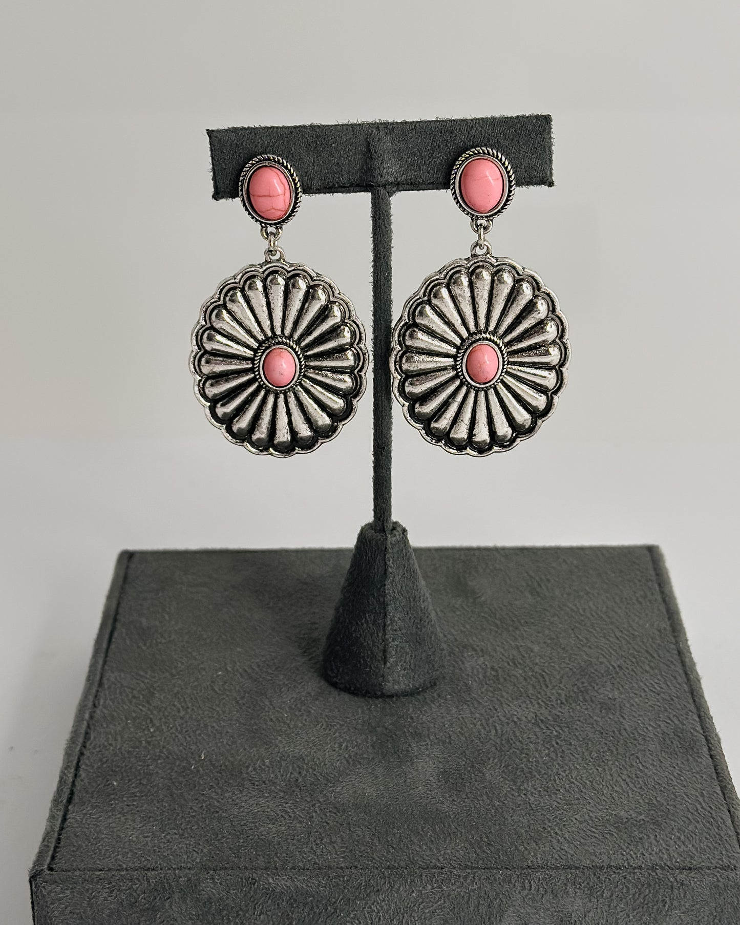 SILVER CONCH EARRINGS W/PINK CENTER & POST - Pharm Favorites by Economy Pharmacy