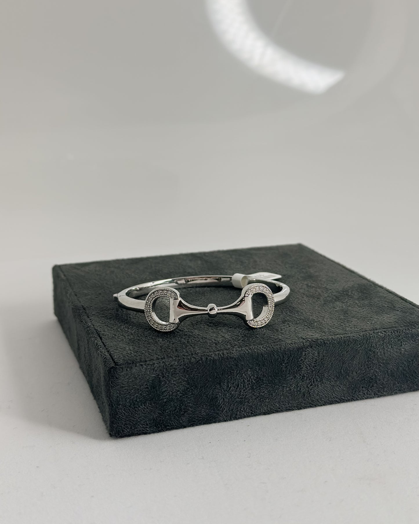 CRYSTAL EMBELLISHED HORSEBIT BANGLE BRACELET