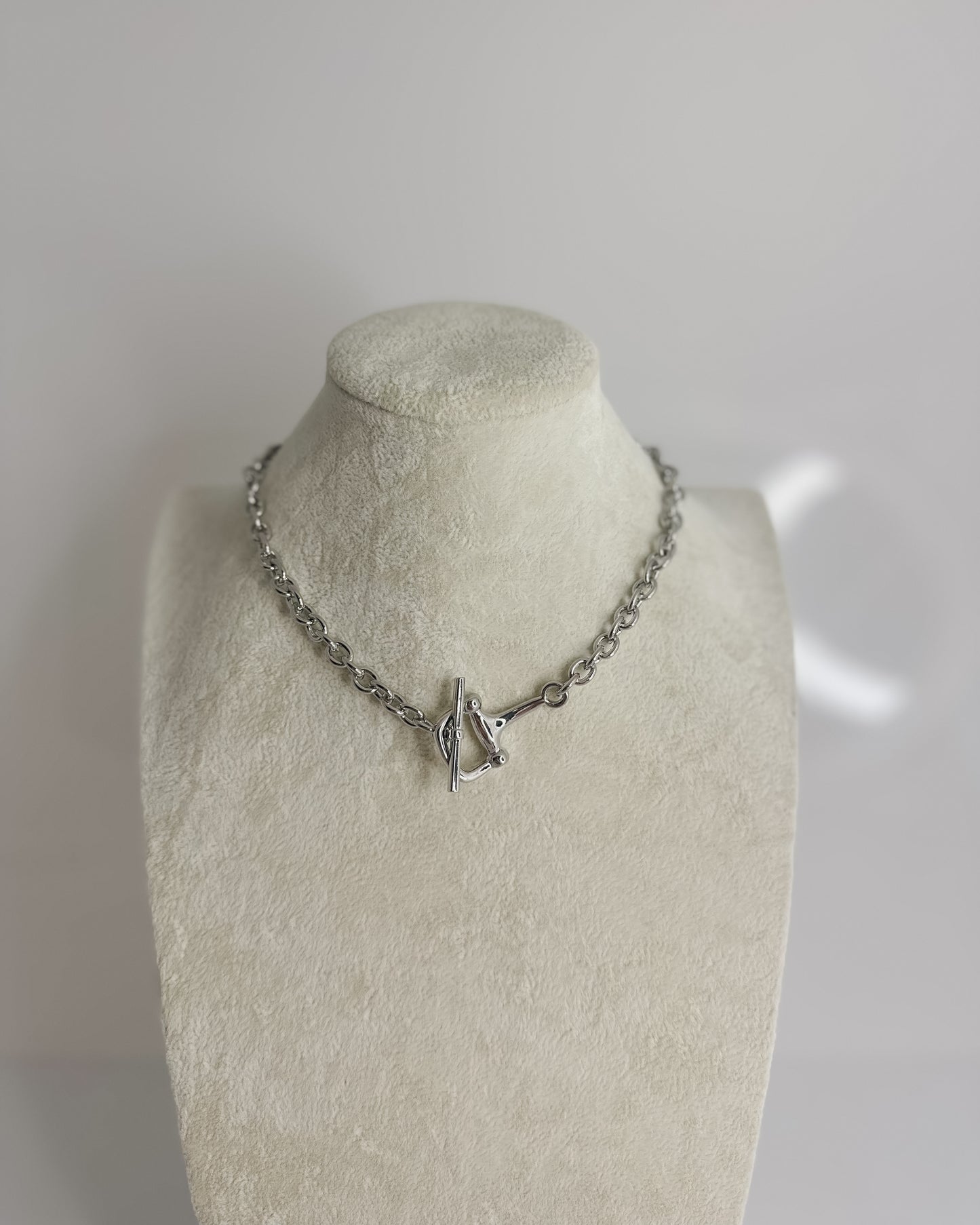 SILVER HORSEBIT TOGGLE CLASP LINK NECKLACE