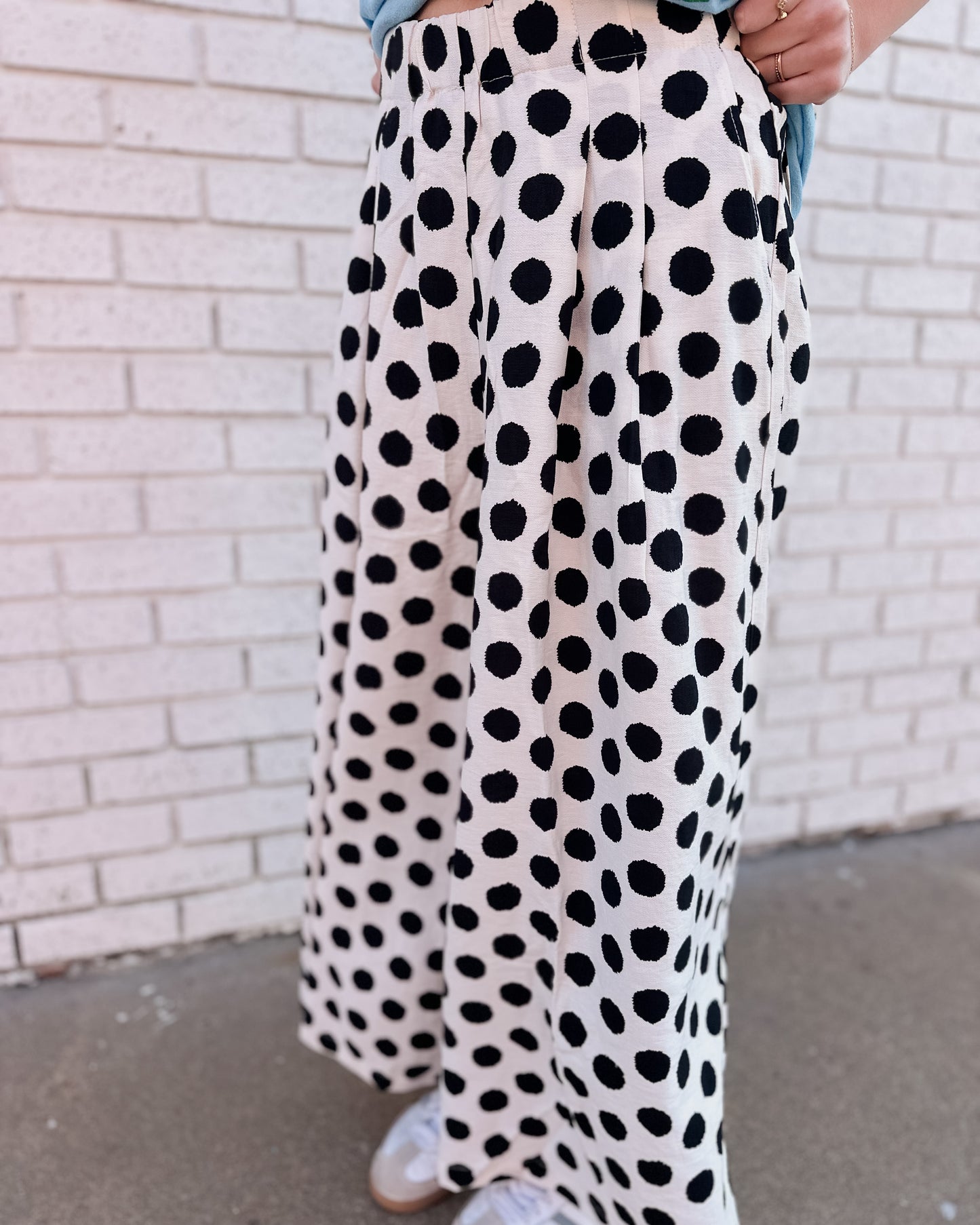 POLKA DOT WIDE LEG PANTS OFF WHITE - Pharm Favorites by Economy Pharmacy