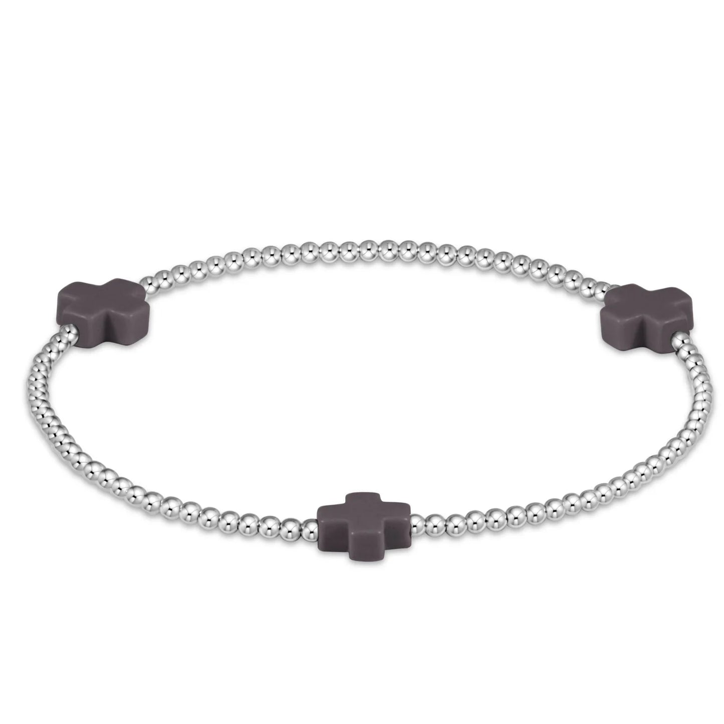 SIGNATURE CROSS STERLING PATTERN 2MM BEAD BRACELET