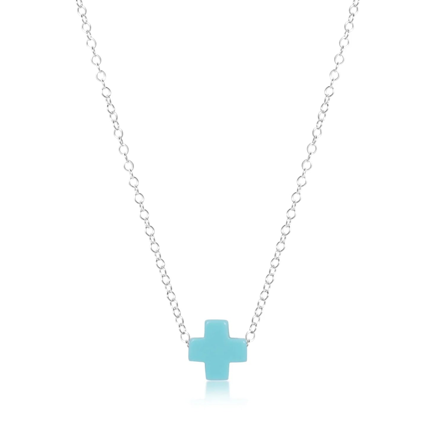 16" NECKLACE STERLING - SIGNATURE CROSS TURQUOISE