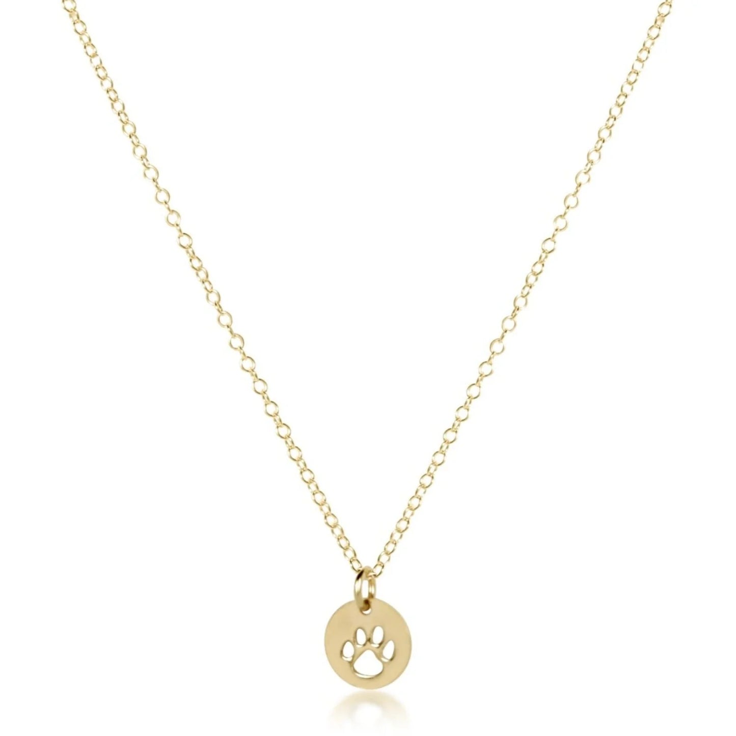 16" NECKLACE GOLD - PAW PRINT SMALL GOLD DISC