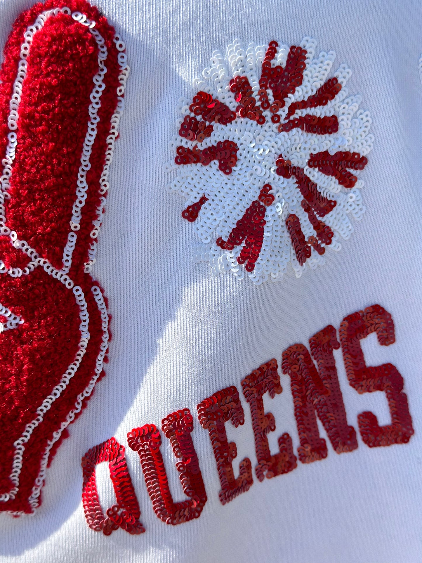 White & Crimson Cheers Queen Icon Sweatshirt