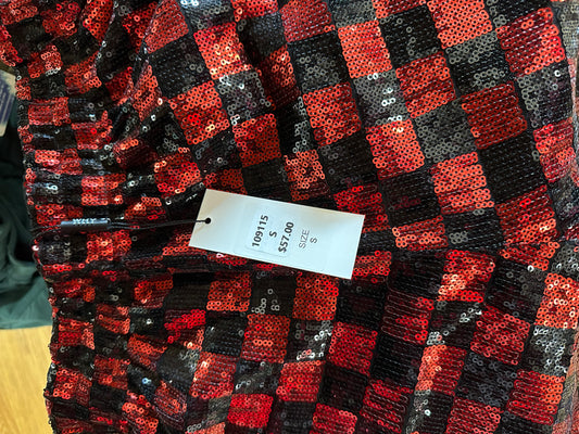 RED CHECKERED SEQUIN SHORTS