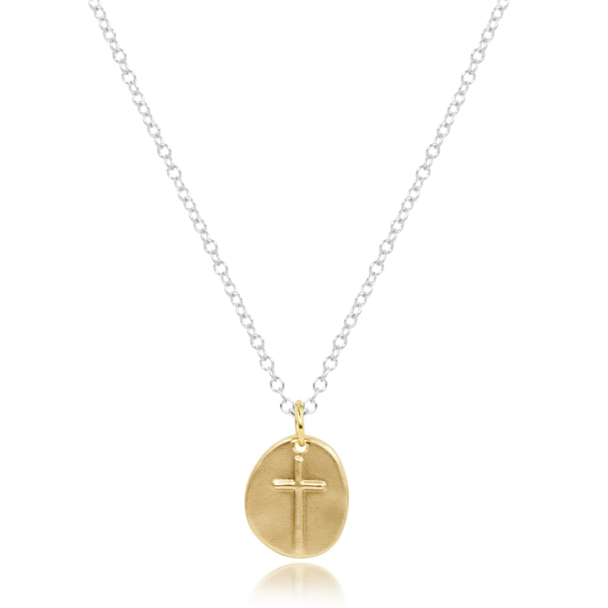 16" NECKLACE MIXED METAL - INSPIRE SMALL GOLD DISC
