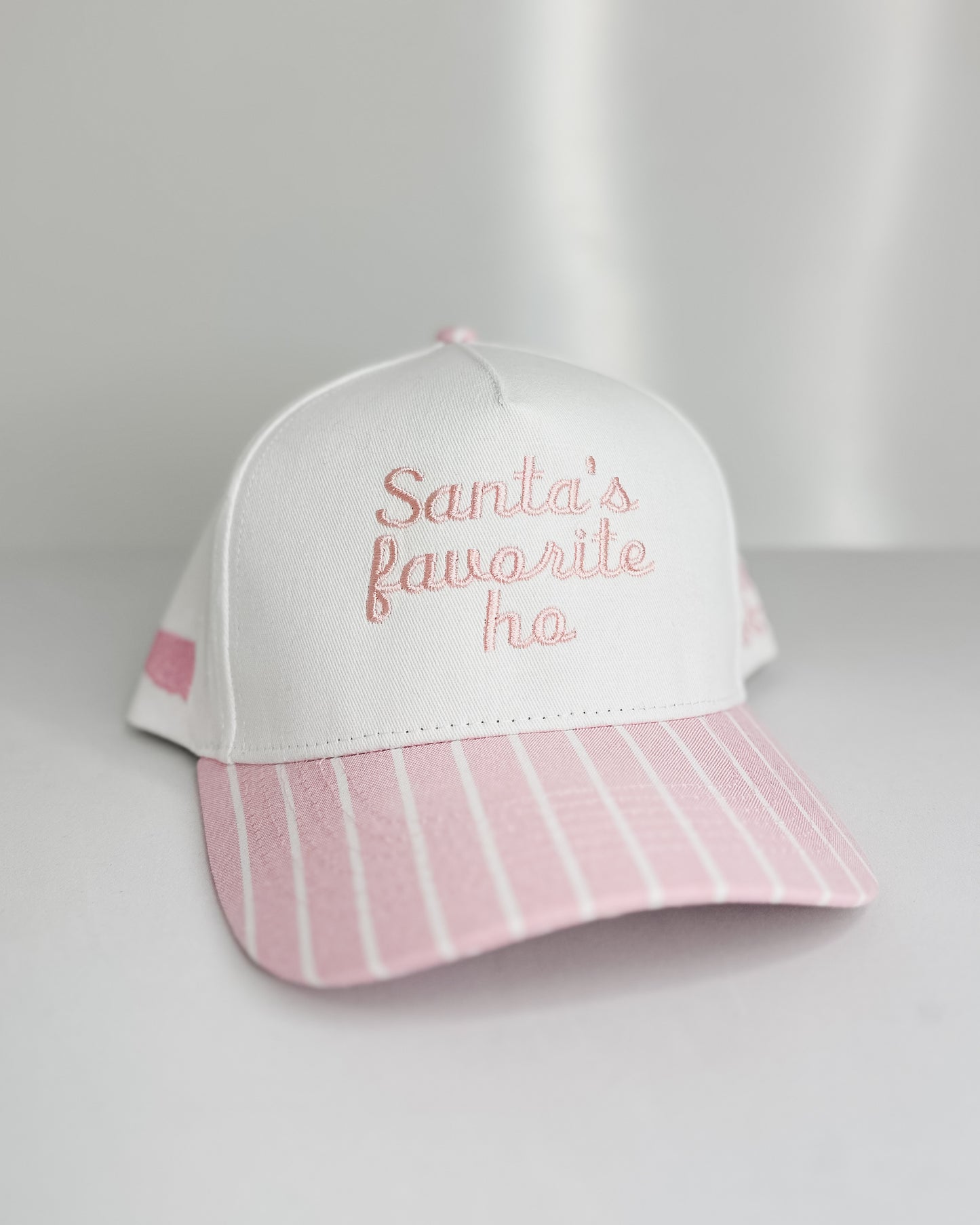 PINK STRIPED HAT - SANTA'S FAVORITE HO