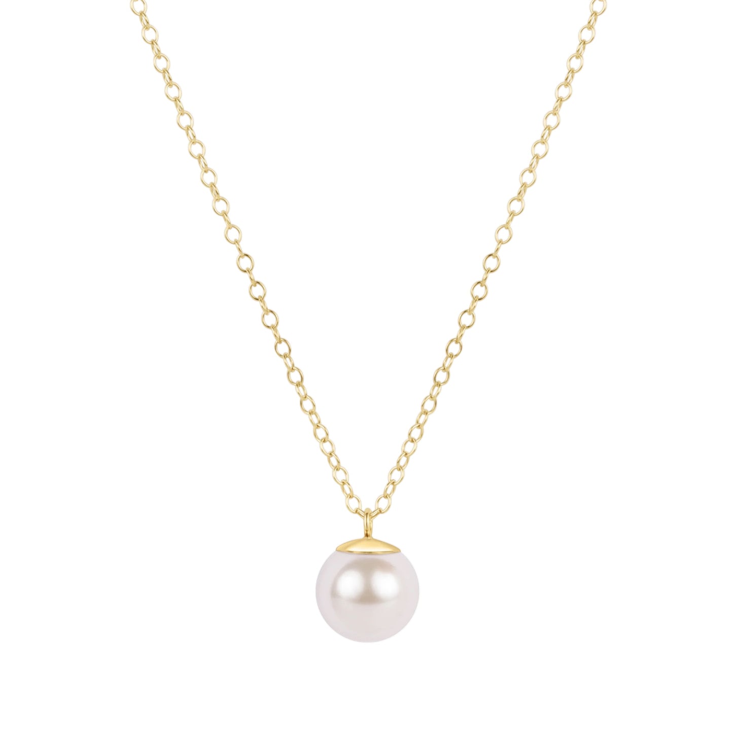 16" NECKLACE GOLD - CLASSIC PEARL 10MM CHARM