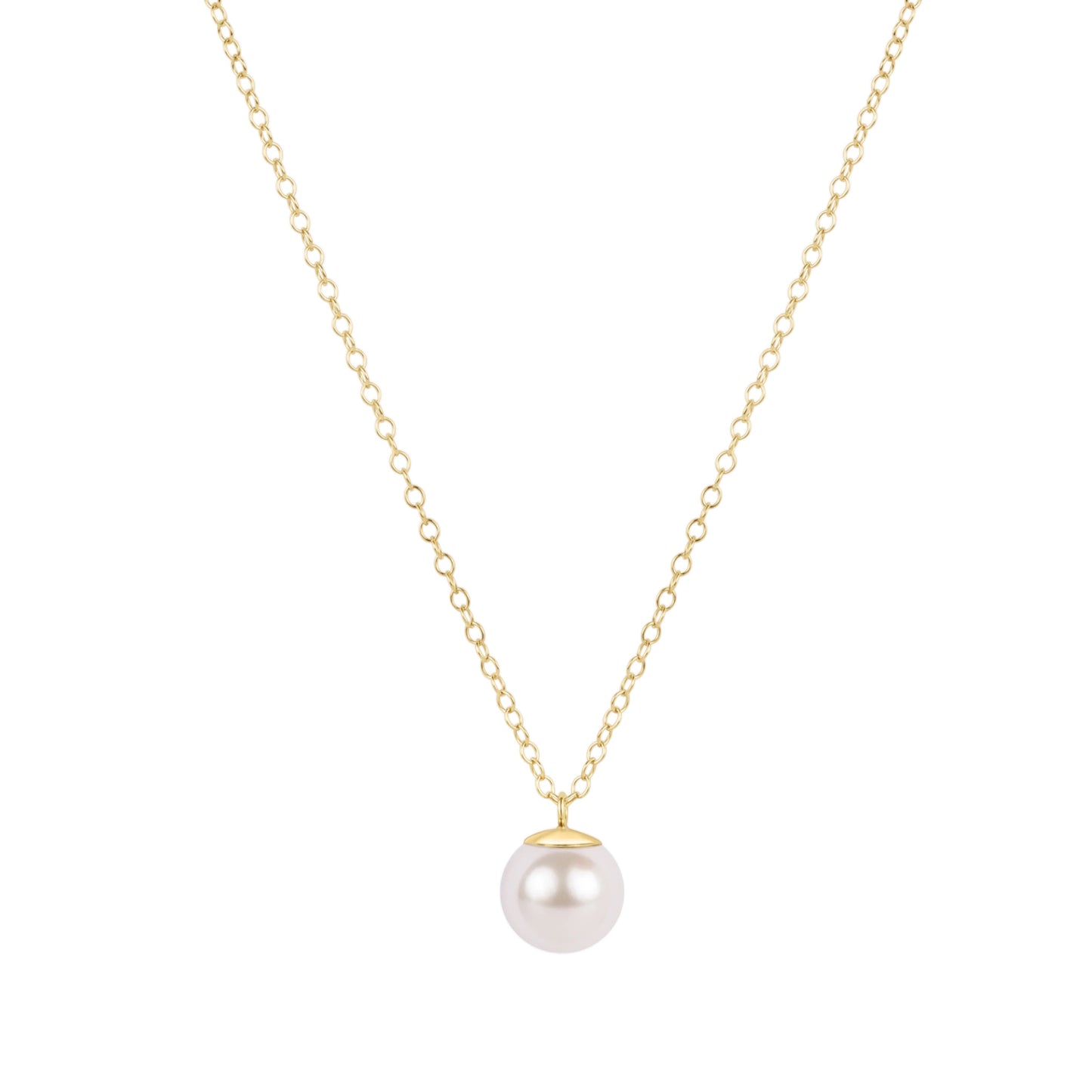 16" NECKLACE GOLD - CLASSIC PEARL 8MM CHARM