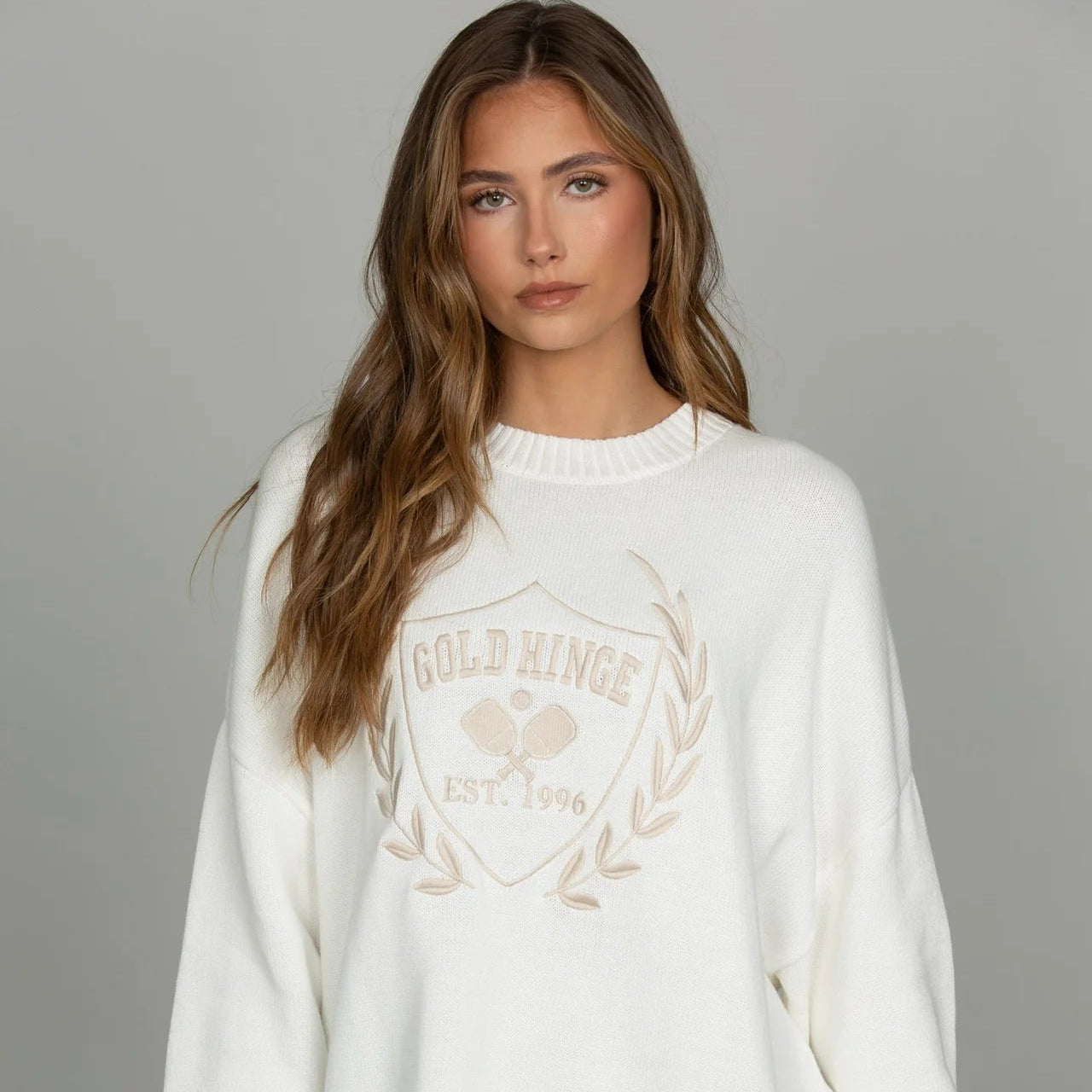 Ivory Oversized Crest Sweater