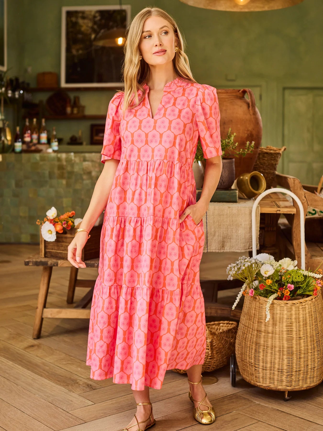 pink rosette dress Cabana Ruby Rosette Short Dress