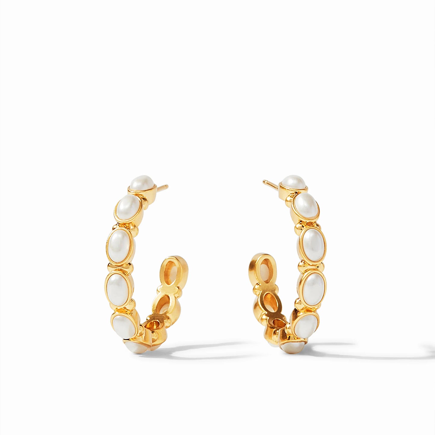 SMALL MYKONOS HOOP EARRINGS - OVAL PEARLS & GOLD