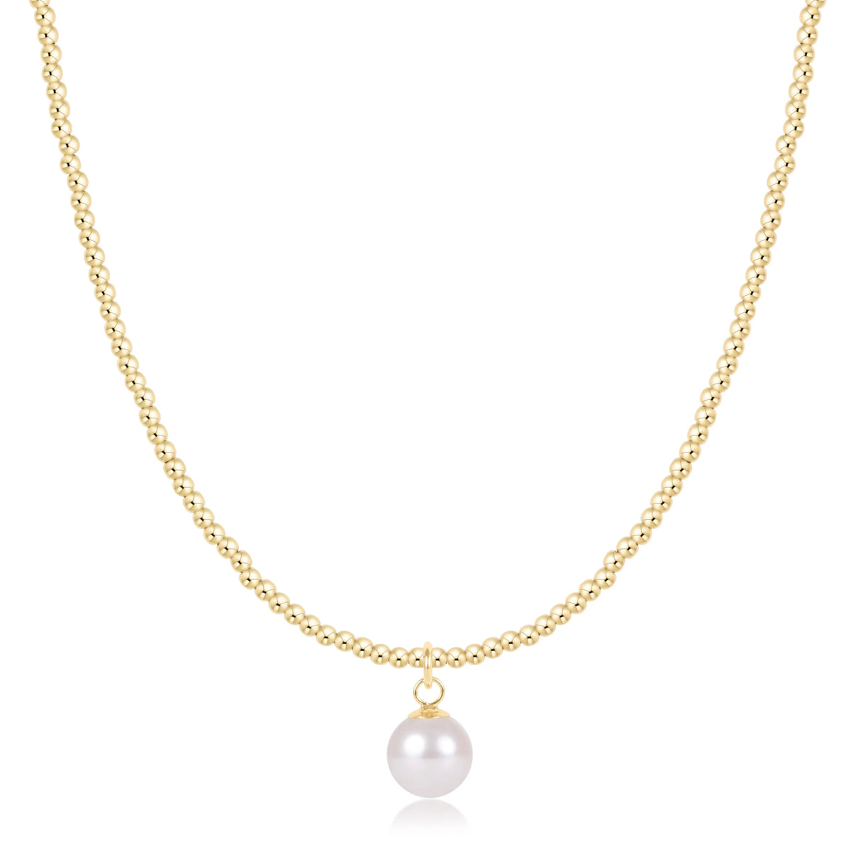 17" CHOKER BEADED - CLASSIC GOLD 2MM - CLASSIC PEARL 8MM CHARM