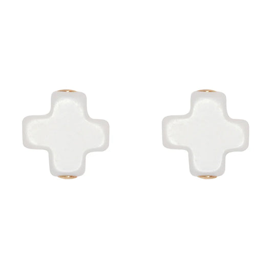 Signature Cross Small Stud - Off-White