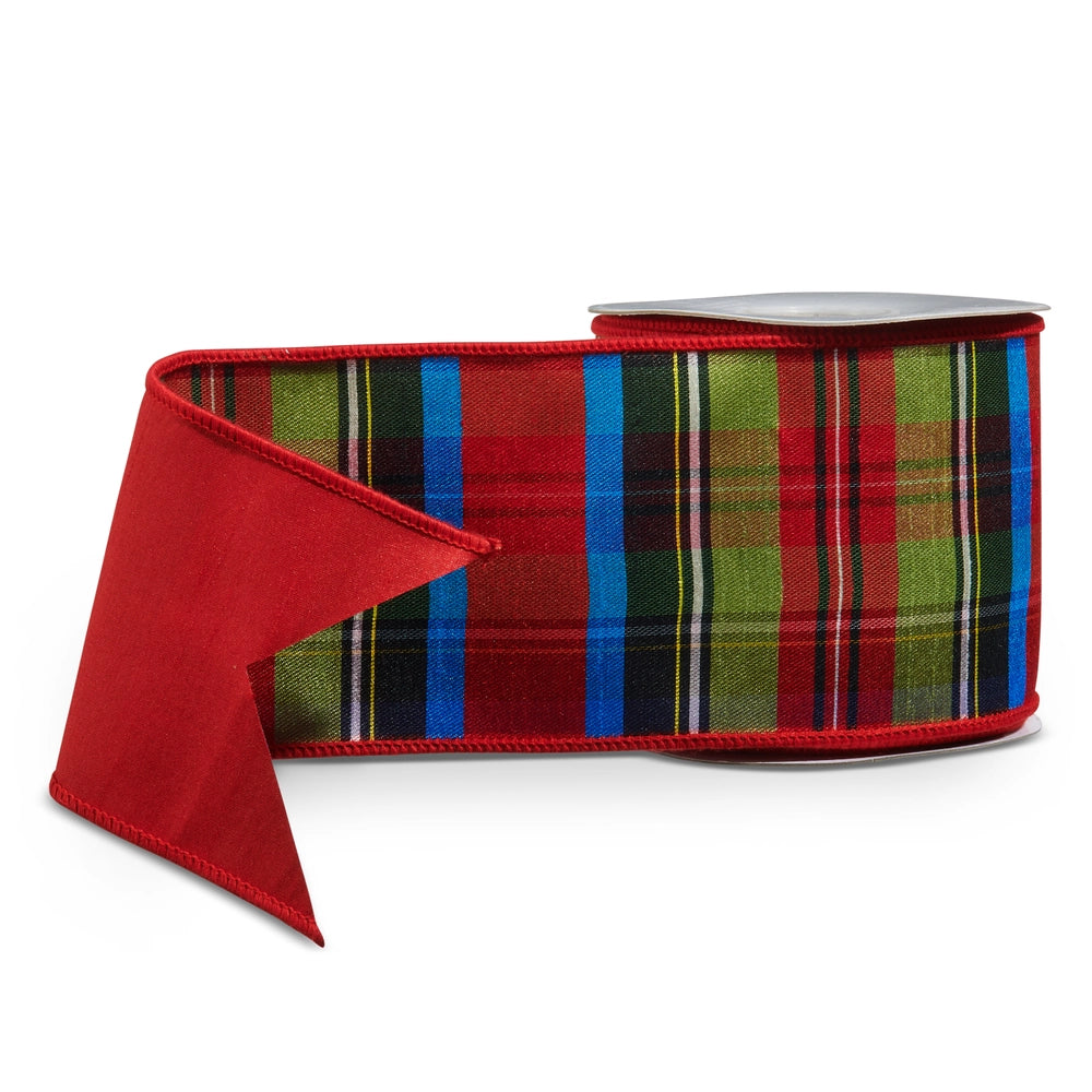 4"X10 YDS. PLAID WIRED RIBBON